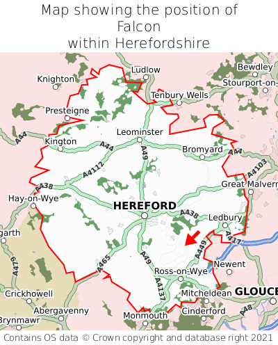 Map showing location of Falcon within Herefordshire