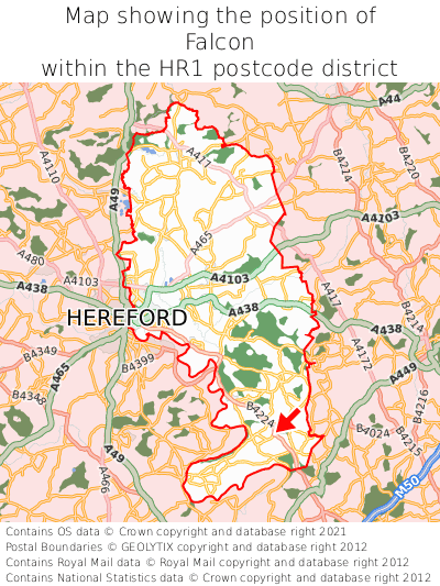 Map showing location of Falcon within HR1