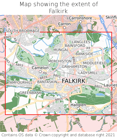 Map showing extent of Falkirk as bounding box