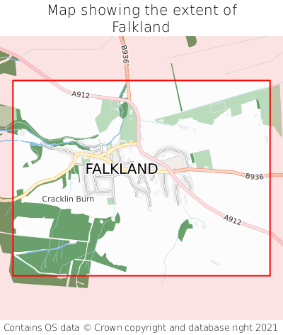 Map showing extent of Falkland as bounding box