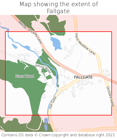 Map showing extent of Fallgate as bounding box