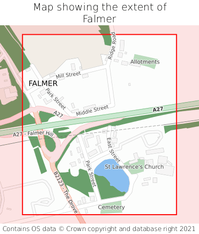 Map showing extent of Falmer as bounding box