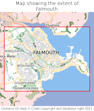 Map showing extent of Falmouth as bounding box