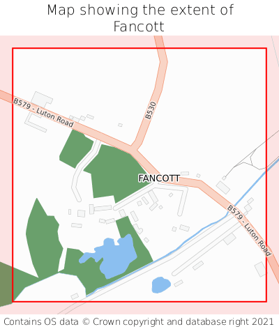 Map showing extent of Fancott as bounding box
