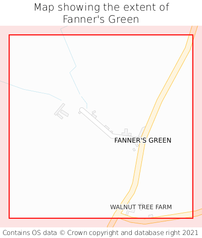 Map showing extent of Fanner's Green as bounding box