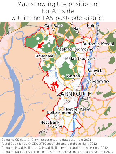Map showing location of Far Arnside within LA5