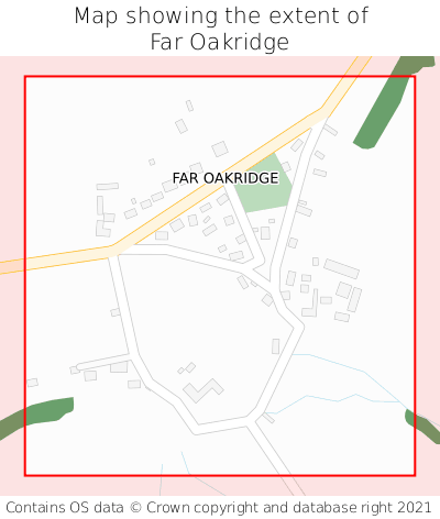 Map showing extent of Far Oakridge as bounding box