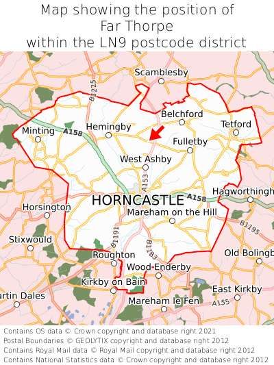 Map showing location of Far Thorpe within LN9