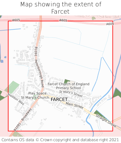 Map showing extent of Farcet as bounding box