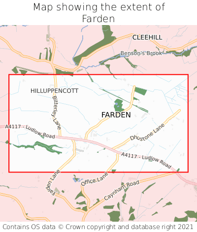 Map showing extent of Farden as bounding box