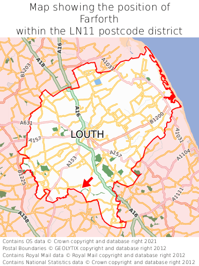Map showing location of Farforth within LN11