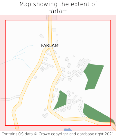 Map showing extent of Farlam as bounding box