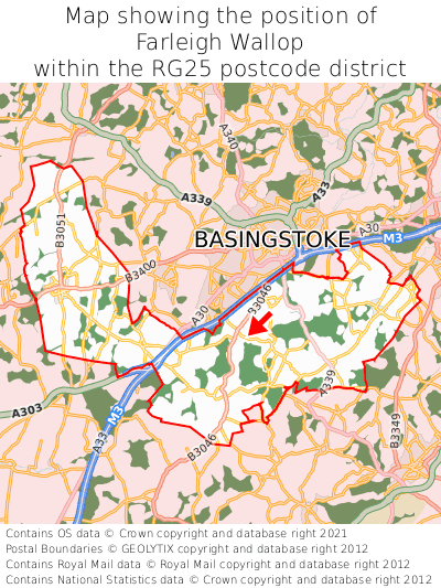 Map showing location of Farleigh Wallop within RG25