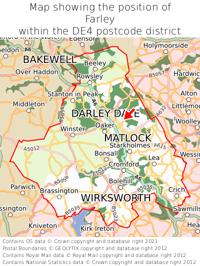 Map showing location of Farley within DE4