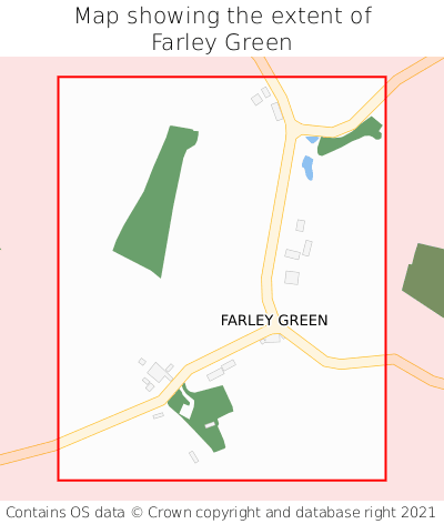Map showing extent of Farley Green as bounding box
