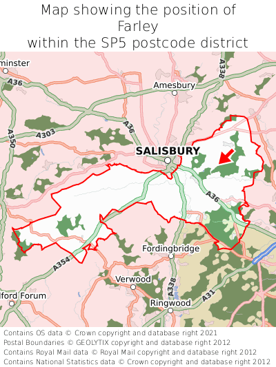 Map showing location of Farley within SP5