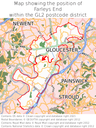Map showing location of Farleys End within GL2