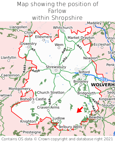 Map showing location of Farlow within Shropshire