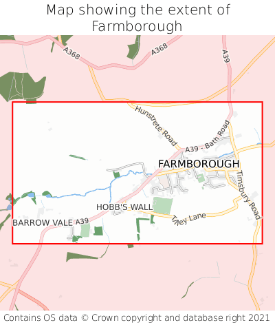 Map showing extent of Farmborough as bounding box