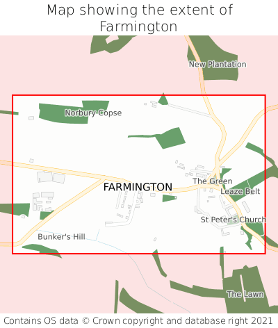 Map showing extent of Farmington as bounding box
