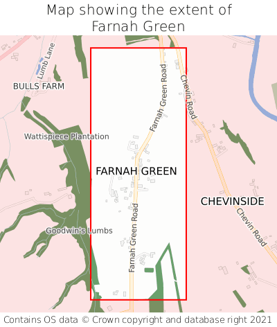 Map showing extent of Farnah Green as bounding box