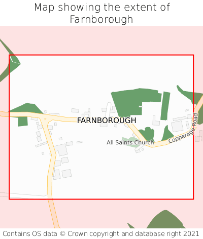 Map showing extent of Farnborough as bounding box