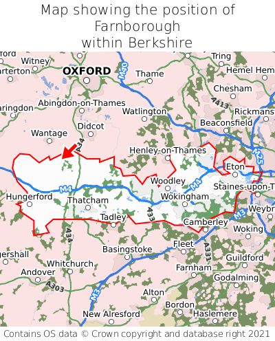Map showing location of Farnborough within Berkshire