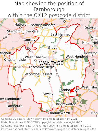 Map showing location of Farnborough within OX12