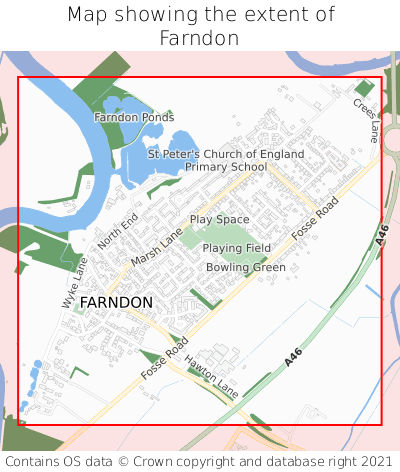 Map showing extent of Farndon as bounding box