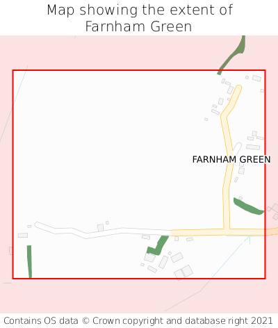 Map showing extent of Farnham Green as bounding box