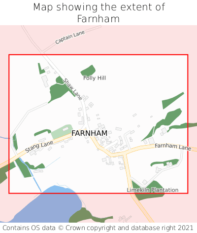 Map showing extent of Farnham as bounding box