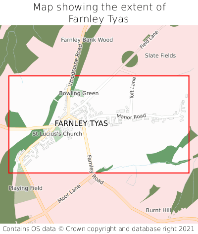 Map showing extent of Farnley Tyas as bounding box