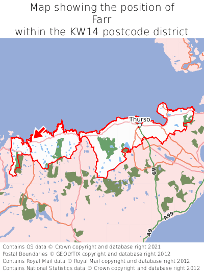 Map showing location of Farr within KW14