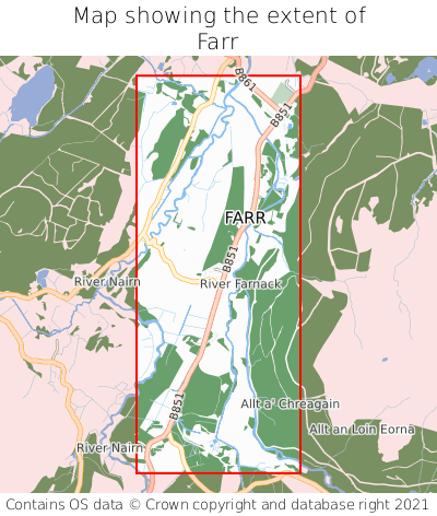 Map showing extent of Farr as bounding box