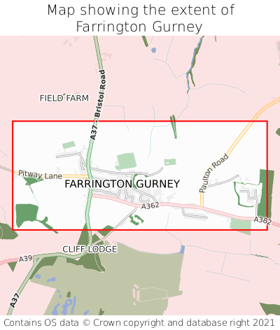 Map showing extent of Farrington Gurney as bounding box