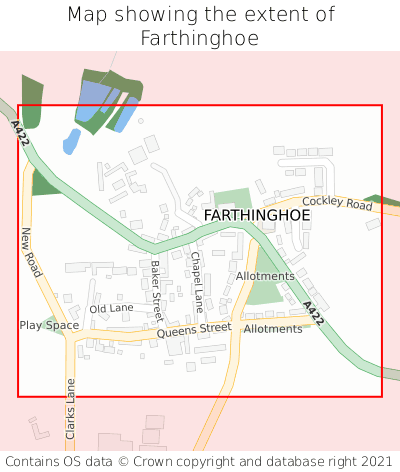 Map showing extent of Farthinghoe as bounding box