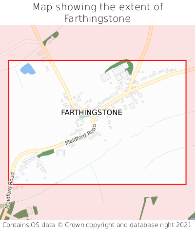Map showing extent of Farthingstone as bounding box