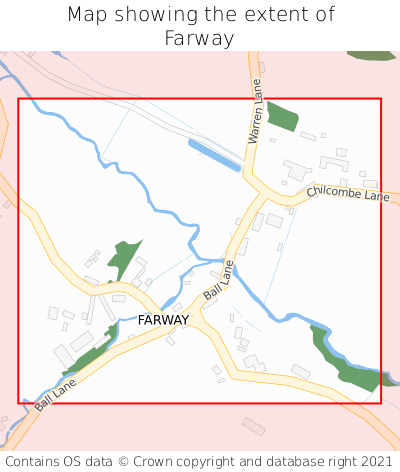 Map showing extent of Farway as bounding box