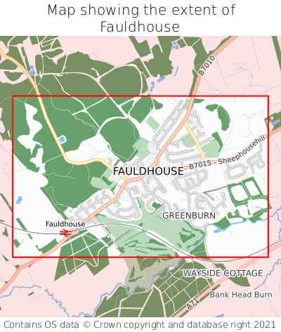 Map showing extent of Fauldhouse as bounding box