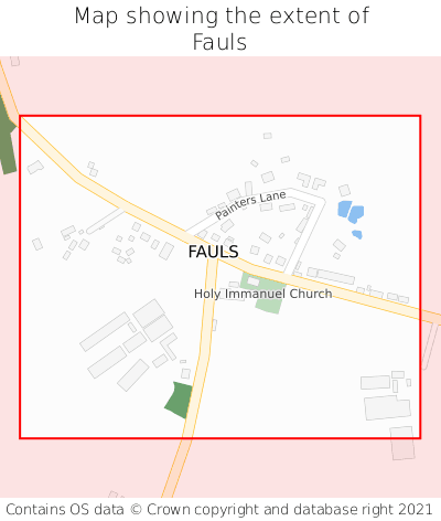 Map showing extent of Fauls as bounding box