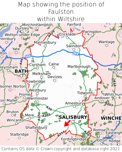Map showing location of Faulston within Wiltshire