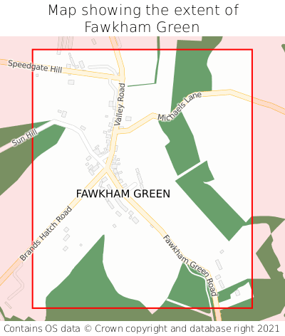 Map showing extent of Fawkham Green as bounding box