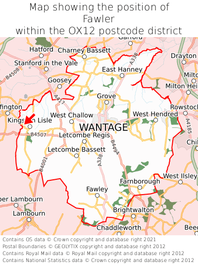 Map showing location of Fawler within OX12