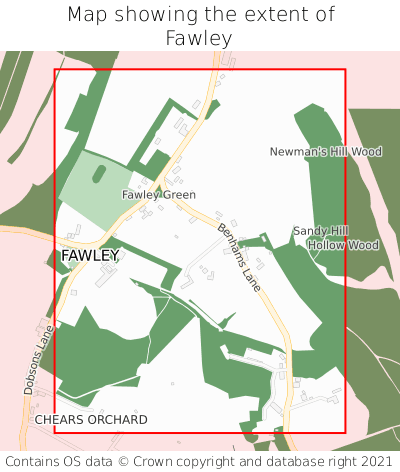 Map showing extent of Fawley as bounding box