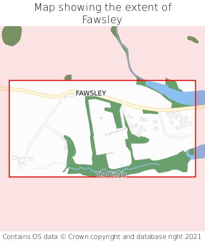 Map showing extent of Fawsley as bounding box