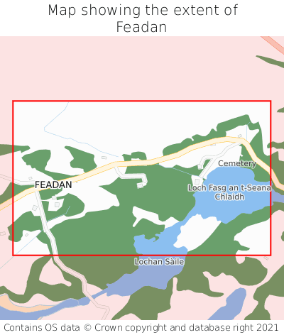 Map showing extent of Feadan as bounding box