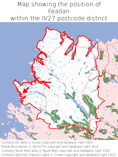 Map showing location of Feadan within IV27