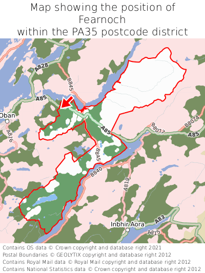 Map showing location of Fearnoch within PA35