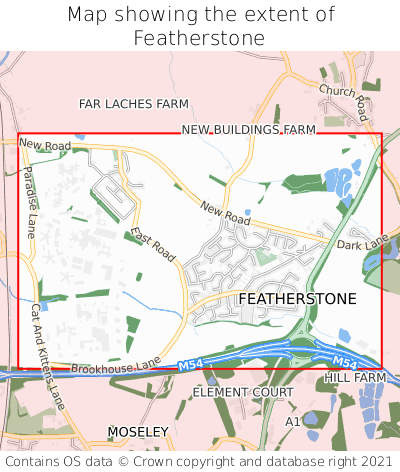 Map showing extent of Featherstone as bounding box