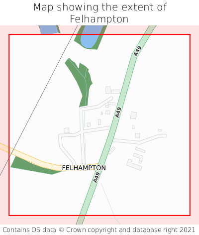 Map showing extent of Felhampton as bounding box